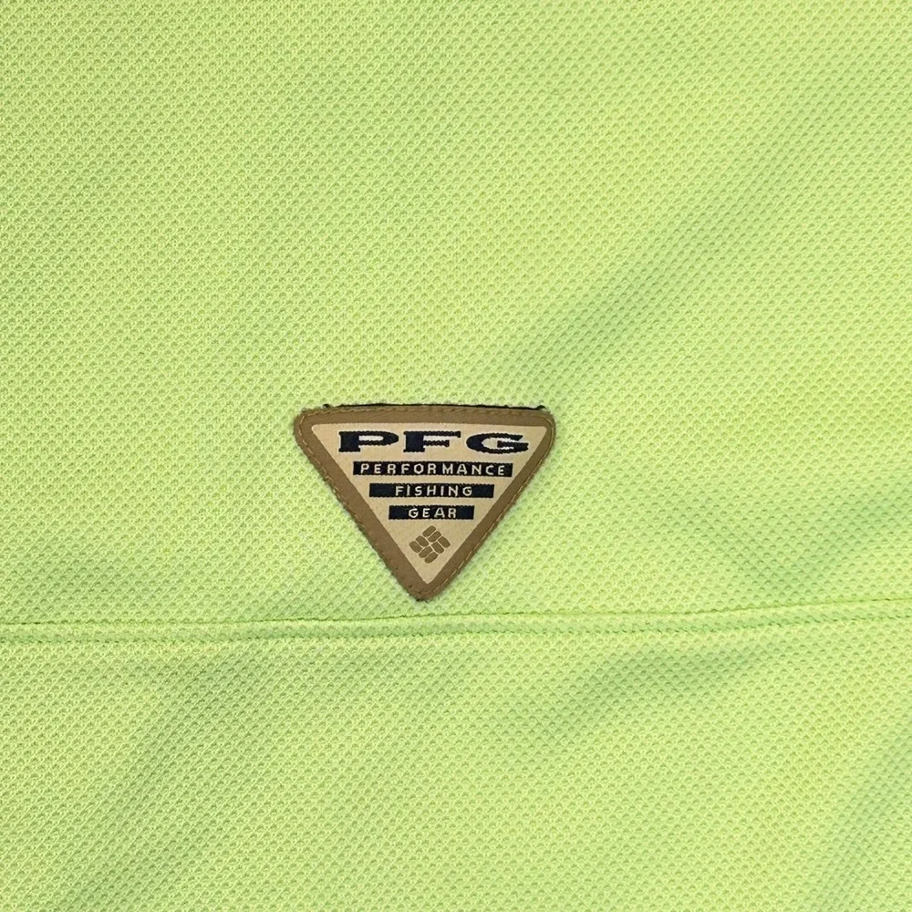 Columbia PFG Mens Polo Shirt Large‎ Lime Green Short Sleeve Fishing Ventilated L